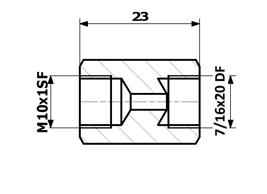 RACORD PrzewodOw HAM. WEW. 10X1 SF + WEW. 7/16X20 DF
