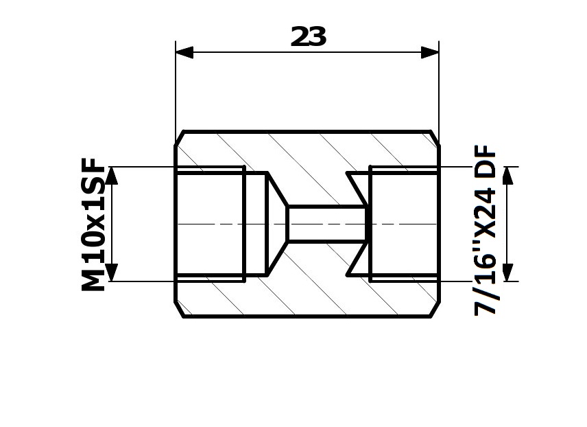 RACORD PrzewodOw HAM. WEW. 10X1 SF + WEW. 7/16X24 DF