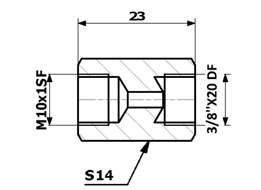 RACORD PrzewodOw HAM. WEW. 10X1 SF - WEW. 3/8X20 DF
