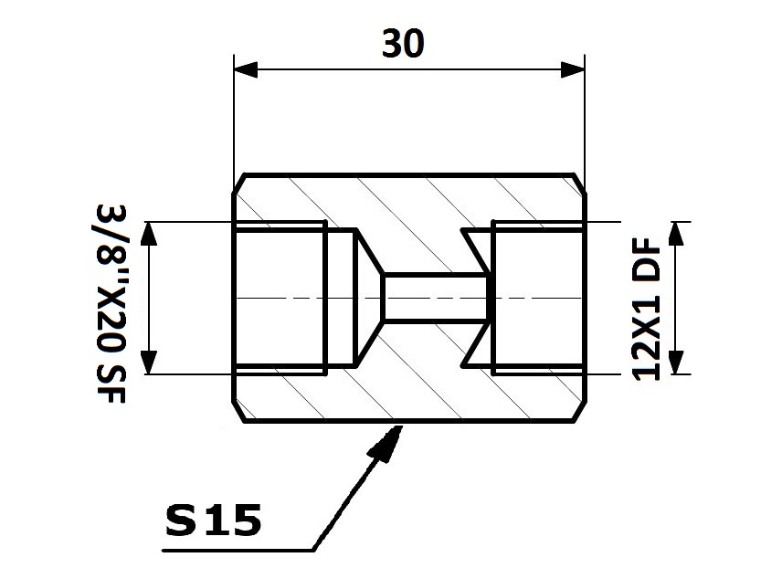 RACORD PrzewodOw HAM. WEW. 12X1 DF - WEW. 3/8X20 SF