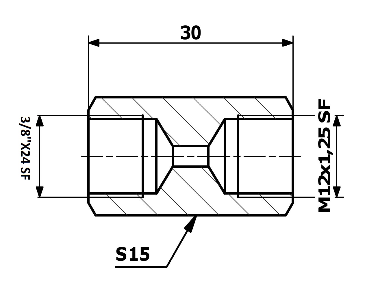 RACORD PrzewodOw HAM. WEW. 3/8X24 SF - WEW. 12X1 25 SF