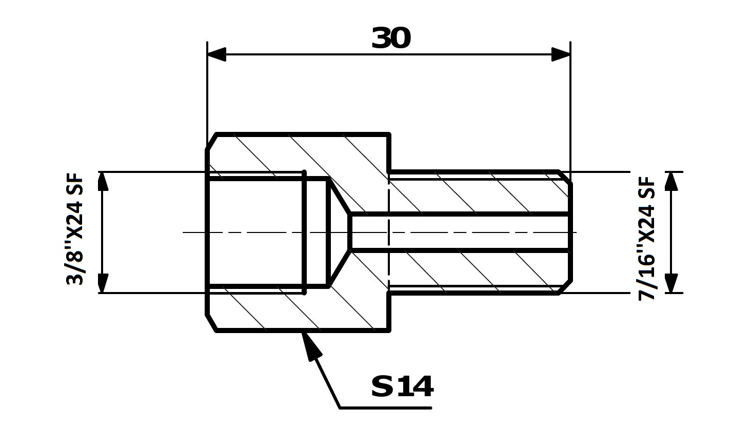 RACORD PrzewodOw HAM. WEW. 3/8X24 SF - ZEW. 7/16X24 SF