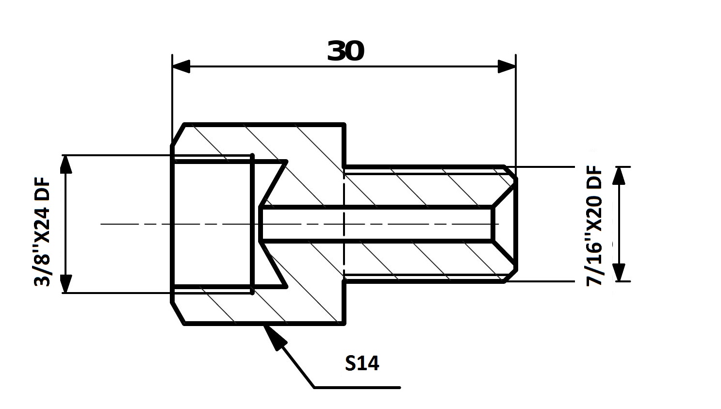 RACORD PrzewodOw HAM. WEW. 3/8X24 DF - ZEW. 7/16X20 DF
