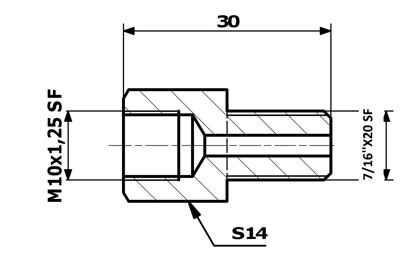 RACORD PrzewodOw HAM. WEW. 10X1 25 SF - ZEW. 7/16X20 SF