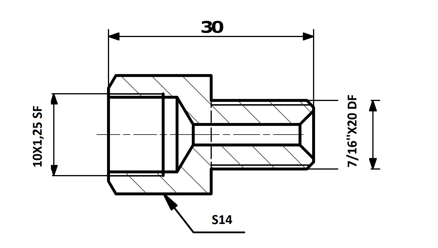 RACORD PrzewodOw HAM. WEW. 10X1 25 SF - ZEW. 7/16X20 DF