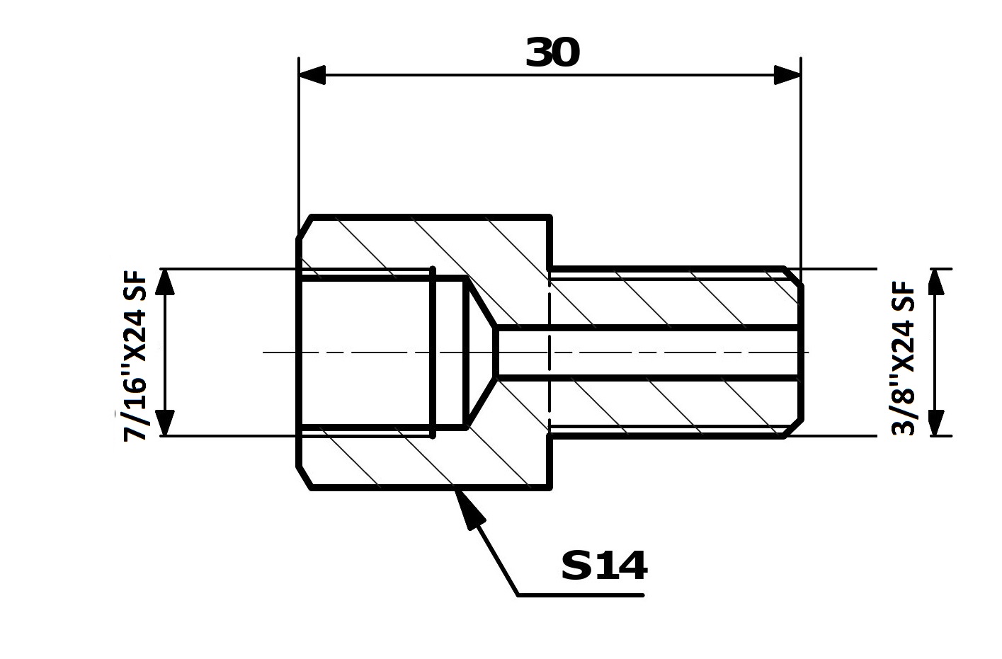RACORD PrzewodOw HAM. WEW. 7/16X24 SF - ZEW. 3/8X24 SF