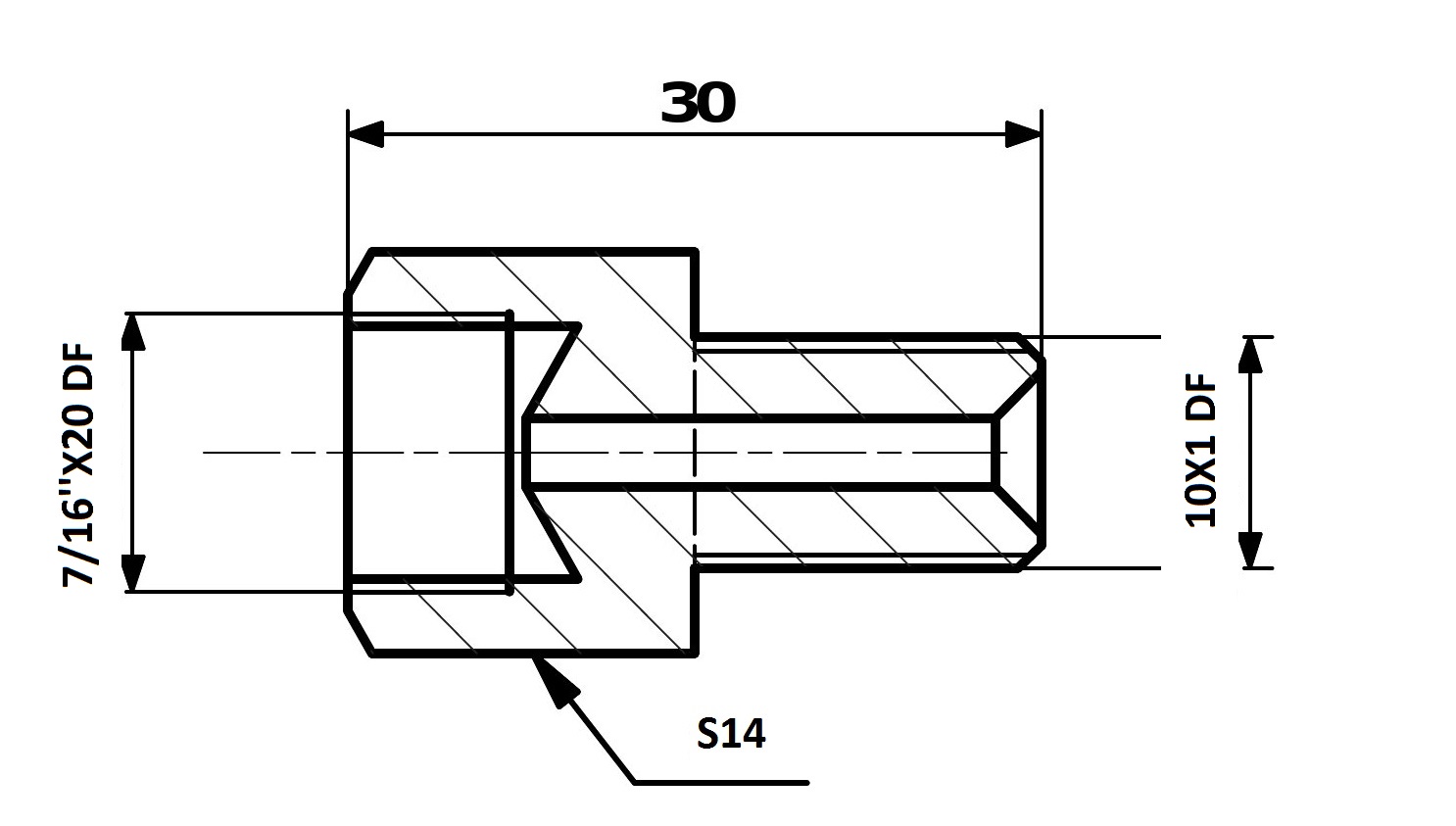 RACORD PrzewodOw HAM. WEW. 7/16X20 DF - ZEW. 10X1 DF