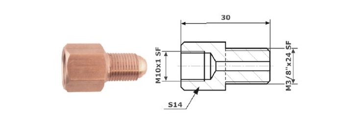 RACORD PrzewodOw HAM. WEW. M 10X1 SF + ZEW M 3/8X24 SF