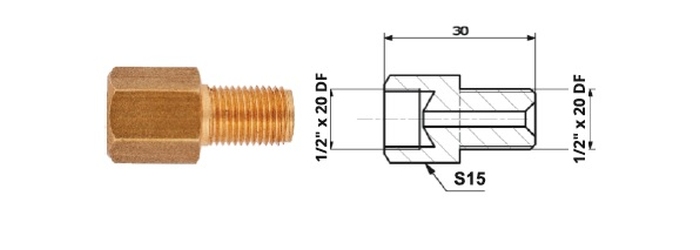 RACORD PrzewodOw HAM. WEW. 1/2X20 DF + ZEW 1/2X20 DF