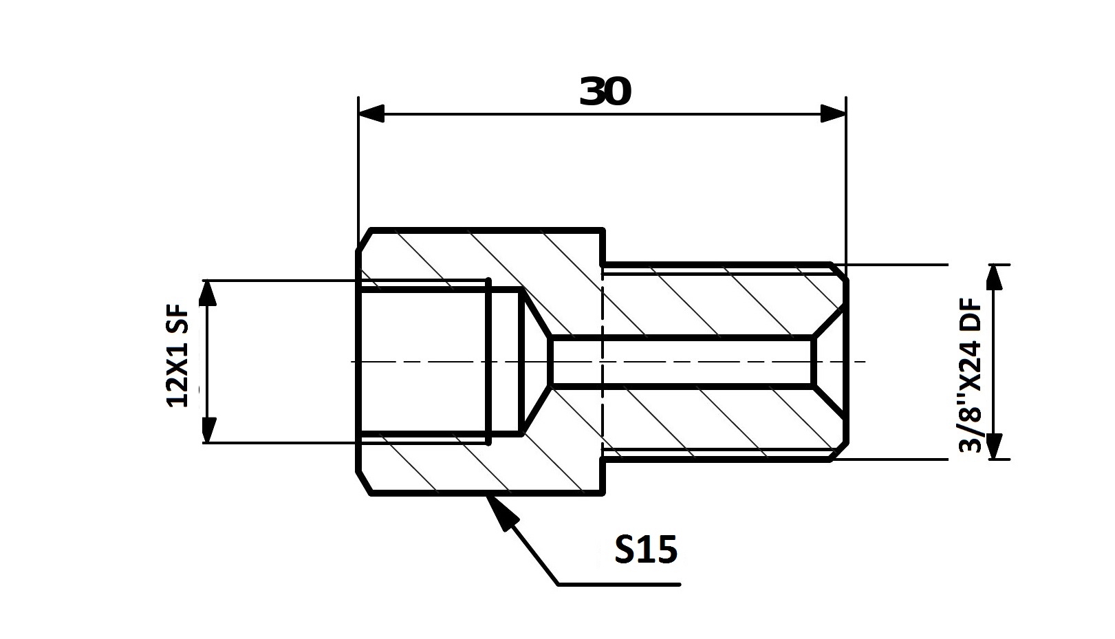 RACORD PrzewodOw HAM. WEW. 12X1 SF - ZEW. 3/8X24 DF