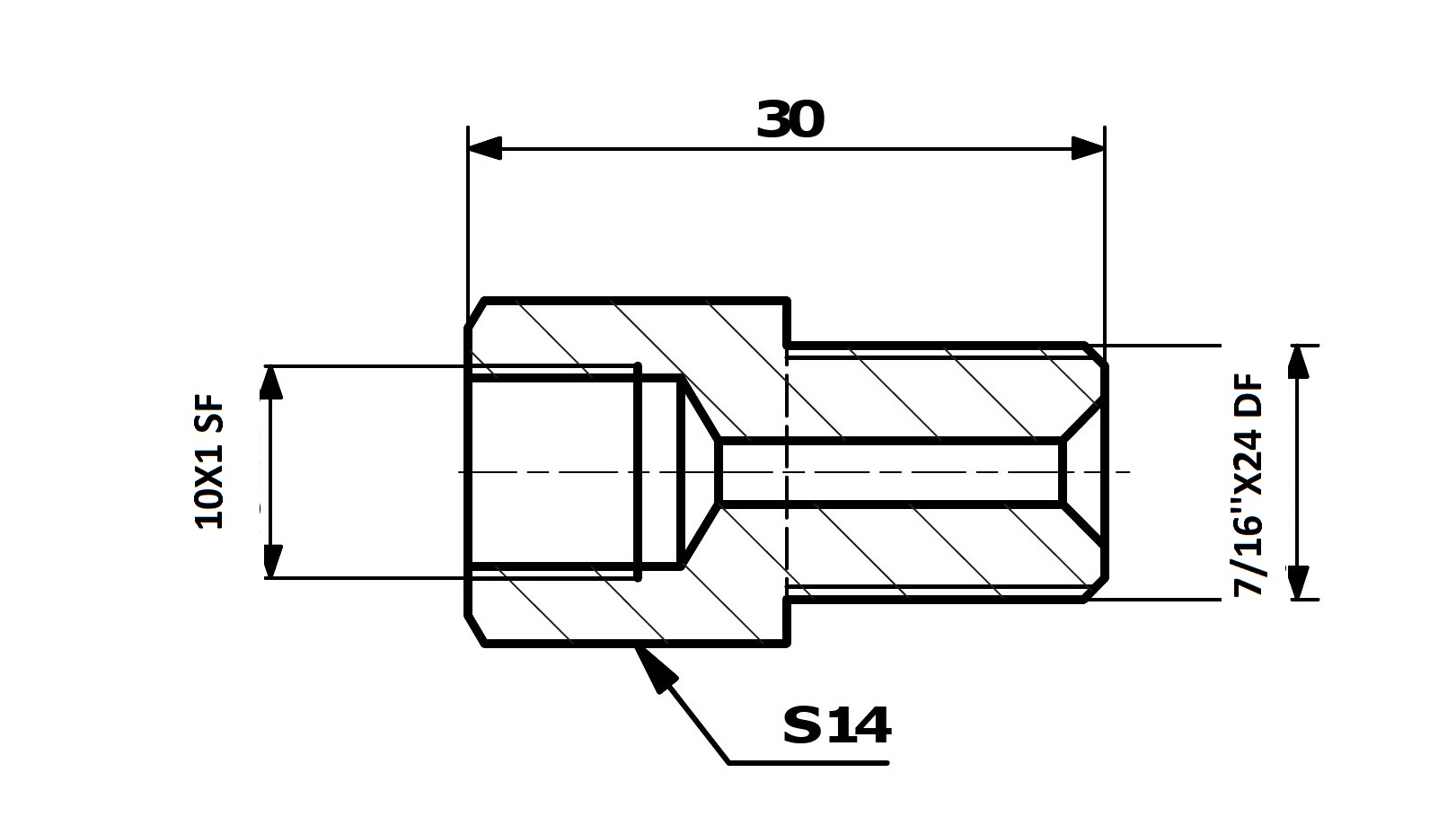 RACORD PrzewodOw HAM. WEW. 10X1 DF - ZEW. 7/16X24 DF
