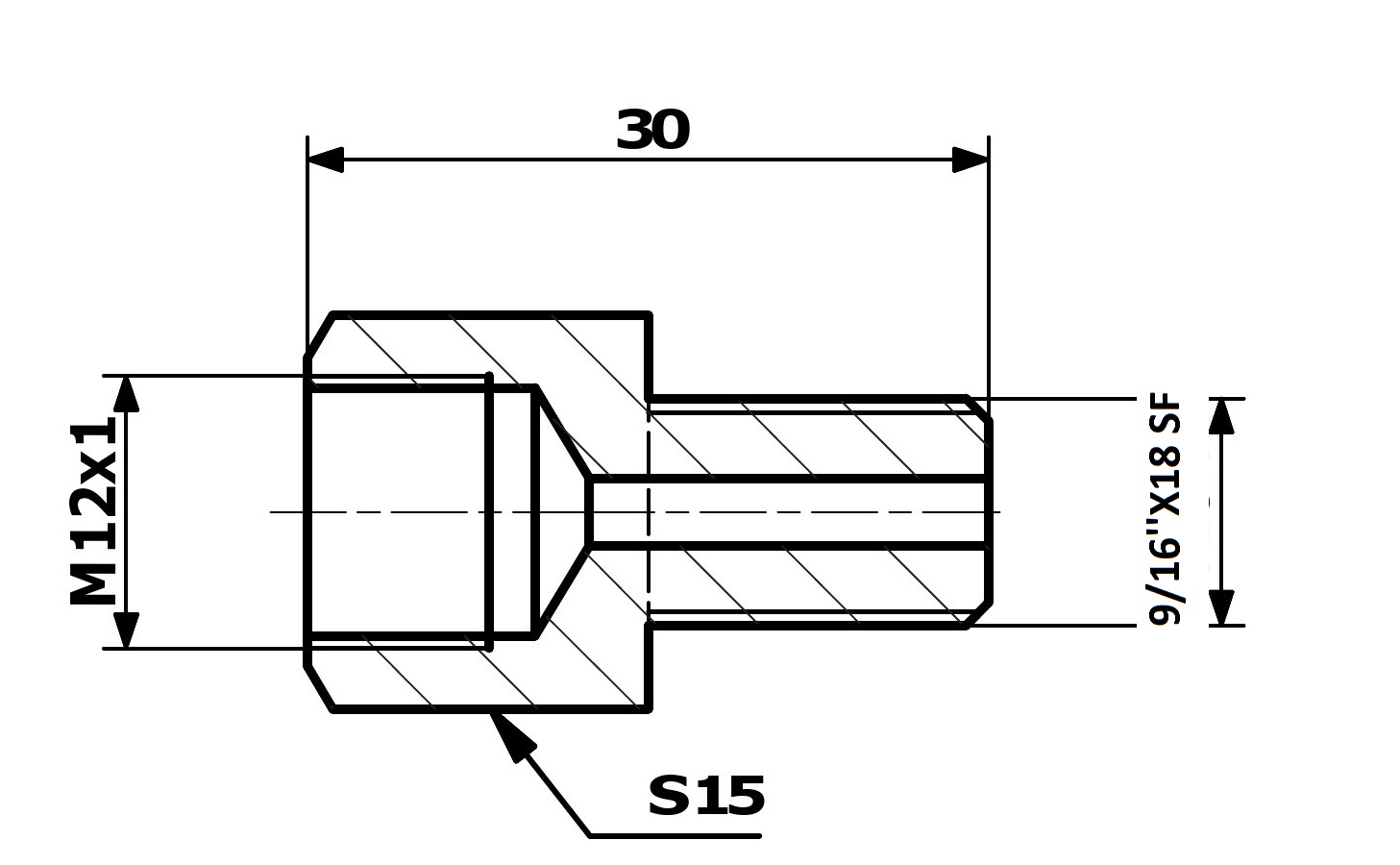 RACORD PrzewodOw HAM. WEW. 12X1 SF - ZEW. 9/16X18 SF