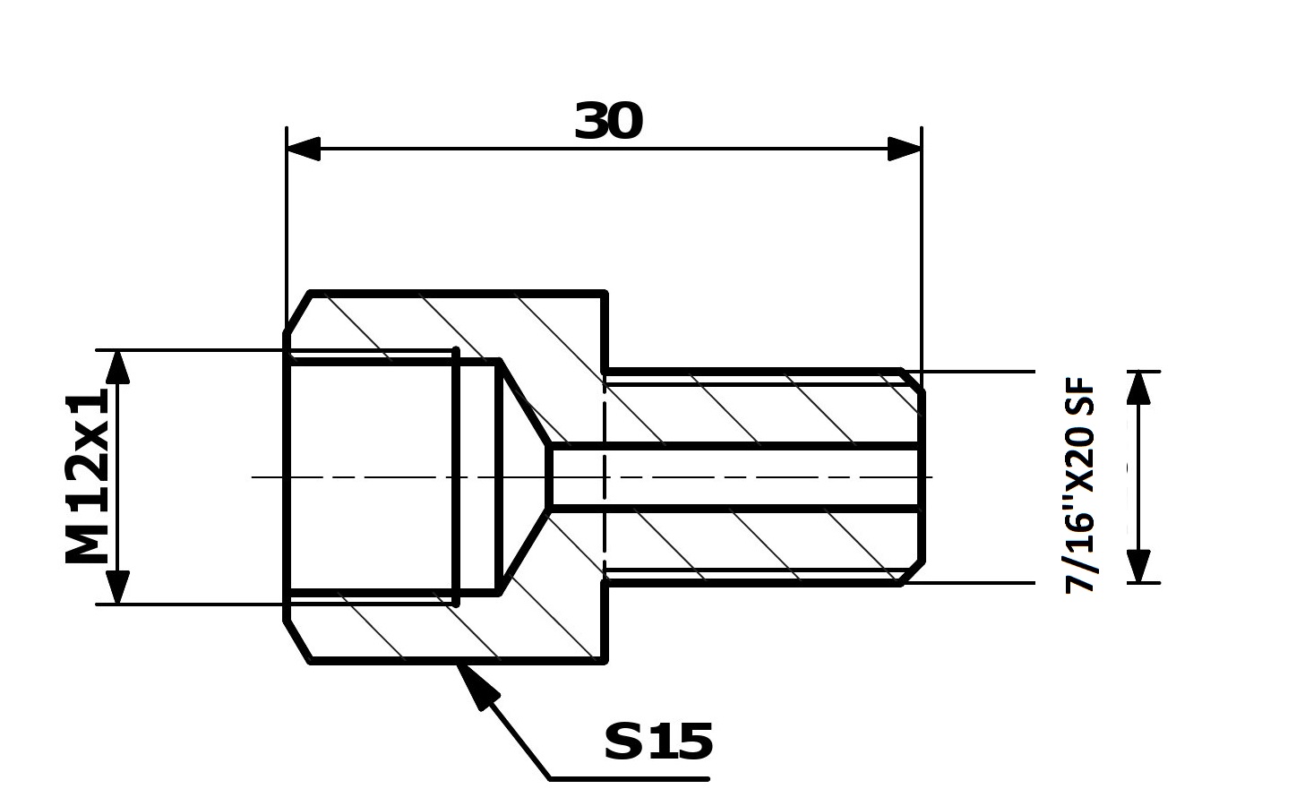 RACORD PrzewodOw HAM. WEW. 12X1 SF - ZEW. 7/16X20 SF