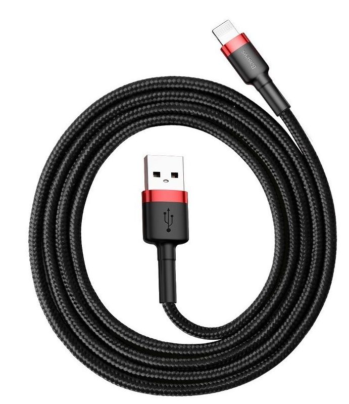 Cablu USB Lightning 1,5A 2 m negru/rosu
