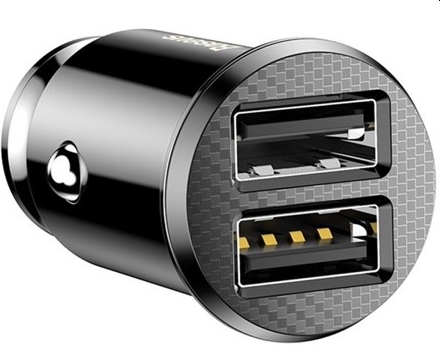 Cablu alimentare, bricheta 2x USB 5V 3,1A negru