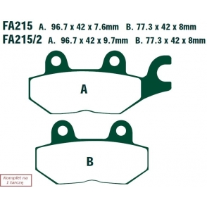 Plăcuțe de frână 97x42x8 mm
