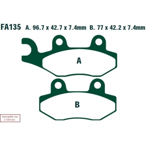 Placute de frana 97x43 mm grosime 7,4 mm