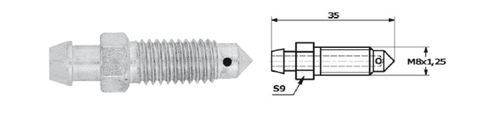 Surub supapa aerisire M8 35 mm