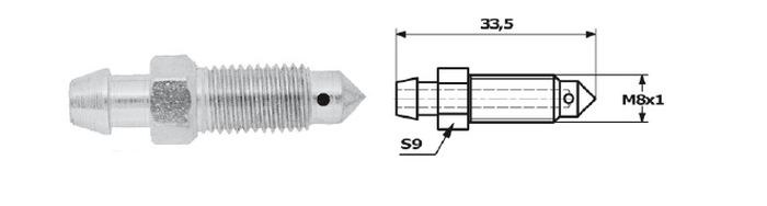 Surub supapa aerisire M8 34 mm