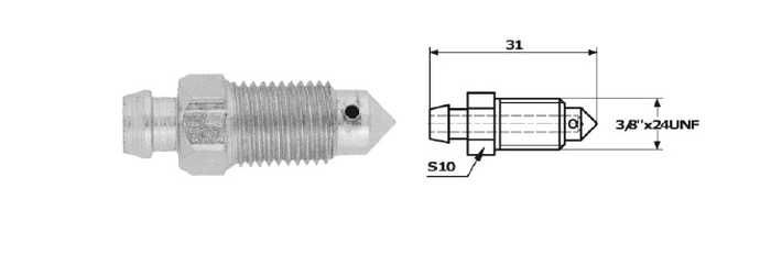 Surub supapa aerisire 3/8"X24 31 mm