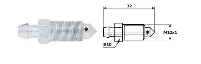 Surub/supapa aerisire M10 lungime 32 mm