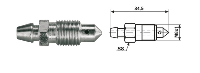 Surub/supapa aerisire M8 lungime 35 mm