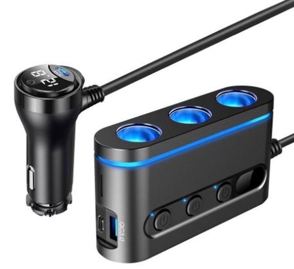 Distribuitor stecher 3x priză brichetă 2x USB tip-C USB