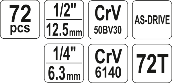 Set scule 1/2" 1/4" 72 piese