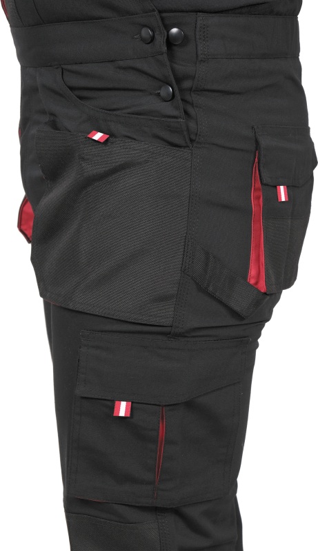 Pantaloni de protectie negru/rosu