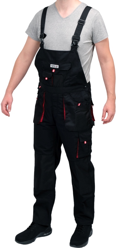 Pantaloni de lucru salopeta negru/rosu marime L