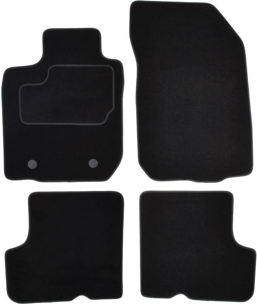 Covoras podea textil față velours negru set 4 bucăți