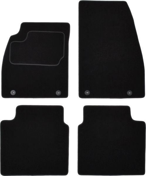 Covoras podea textil față velours negru set 4 bucăți