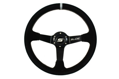 Tuning interior volan 350 mm piele întoarsă argintiu/negru