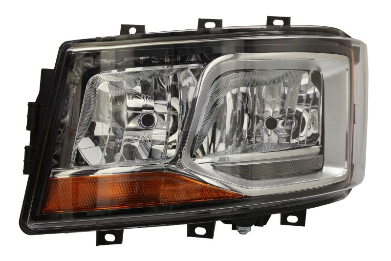 Far fata stanga electric 24V cromat semnalizator portocaliu