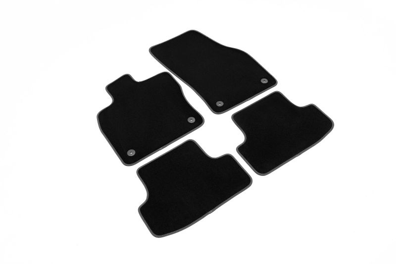 Covoras podea textil fata velours set 4 bucati negru