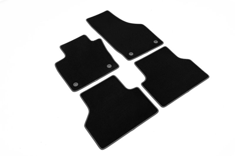 Covoras podea textil fata velours set 4 bucati negru