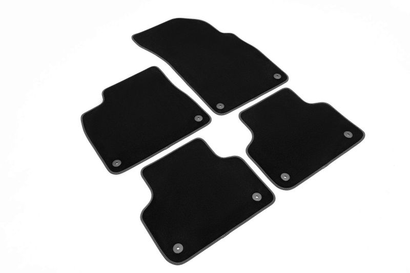 Covoras podea textil fata velours set 4 bucati negru