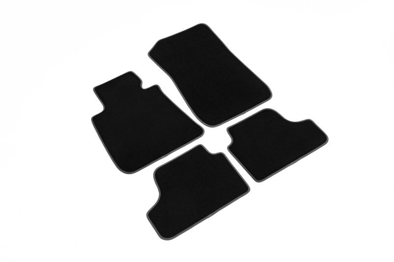 Covoras podea textil fata velours set 4 bucati negru