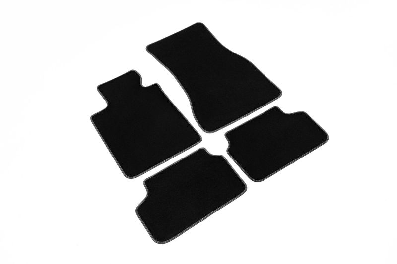Covoras podea textil fata velours set 4 bucati negru