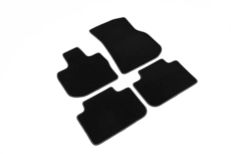 Covoras podea textil fata velours set 4 bucati negru