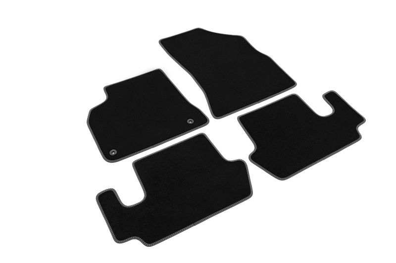 Covoras podea textil fata velours negru 4 bucati