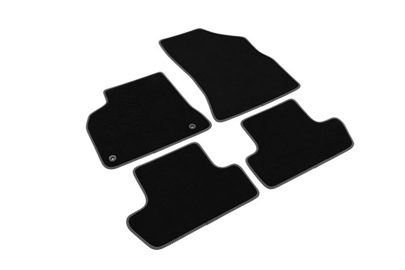 Covoras podea textil fata velours negru 4 bucati