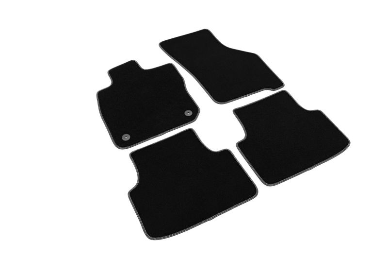 Covoras podea textil fata velours negru 4 bucati