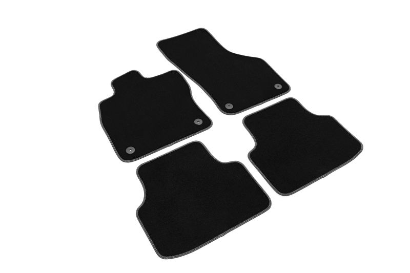 Covoras podea textil fata velours negru 4 bucati
