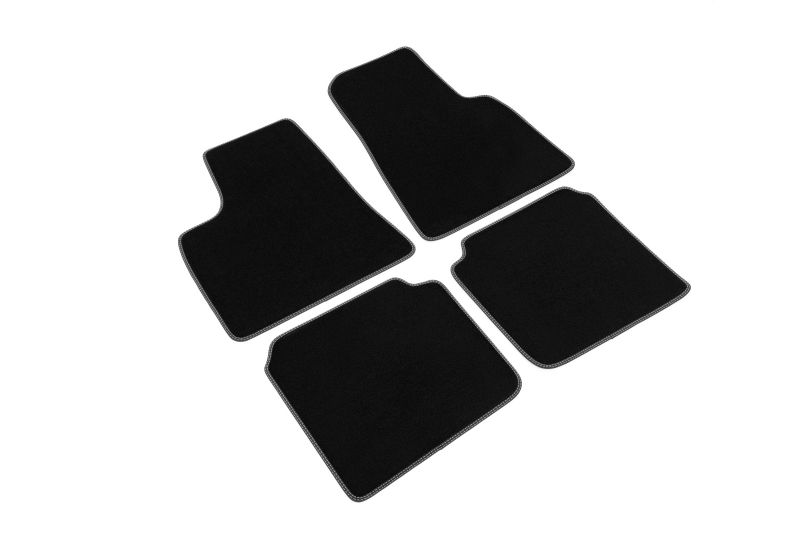 Covoras podea textil fata velours negru 4 bucati