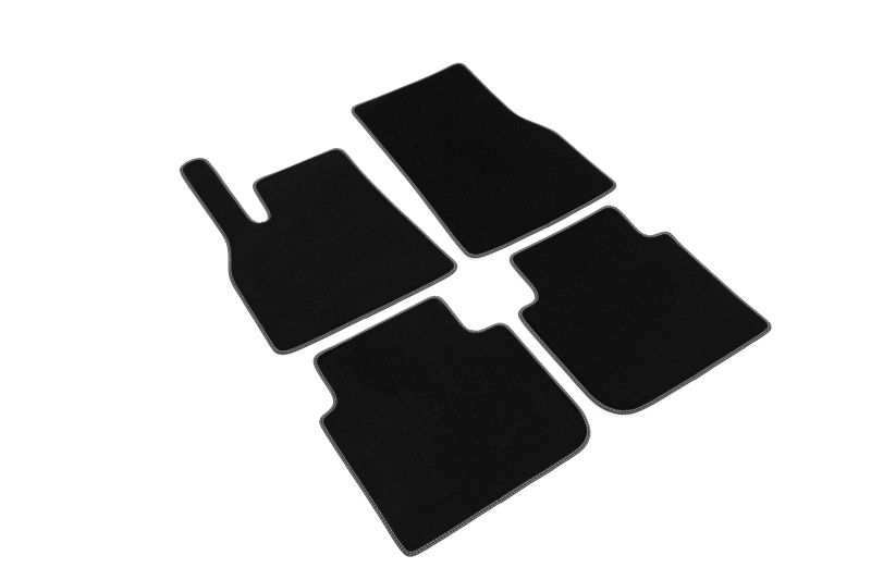 Covoras podea textil fata velours negru 4 bucati