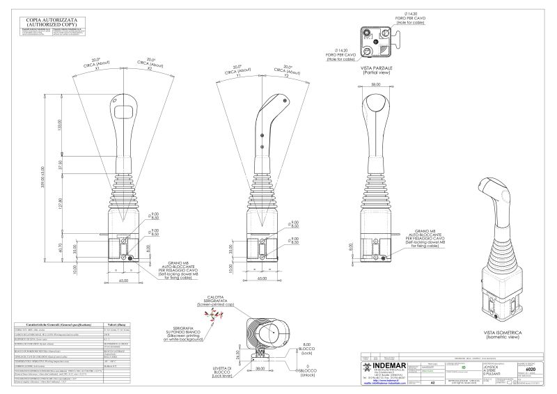 Hydraulic distributor joystick