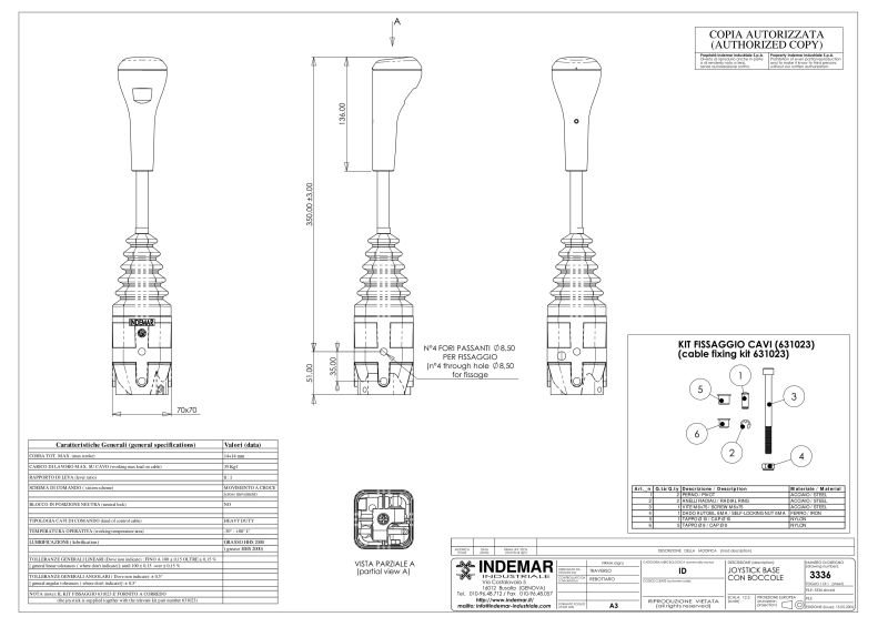 Hydraulic distributor joystick