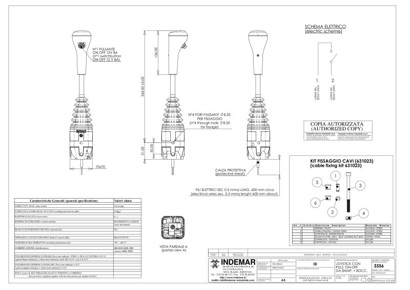 Hydraulic distributor joystick