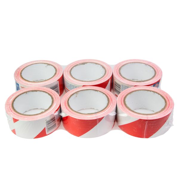Grup (EN) warning Alb/Rosu 48mm x 25m - 6 buc Alb/Rosu